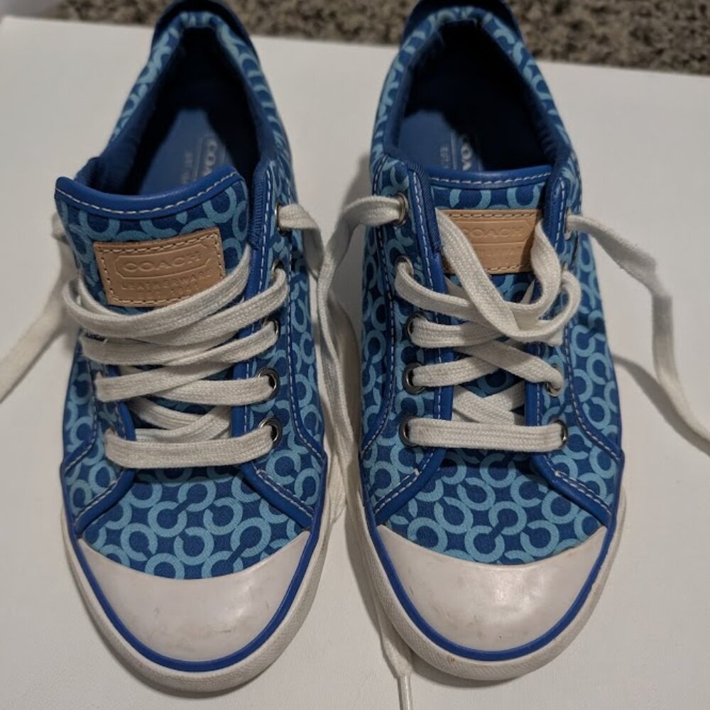 Authentic COACH Barrett Sneaker Lowtop Canvas Blue Streetwear